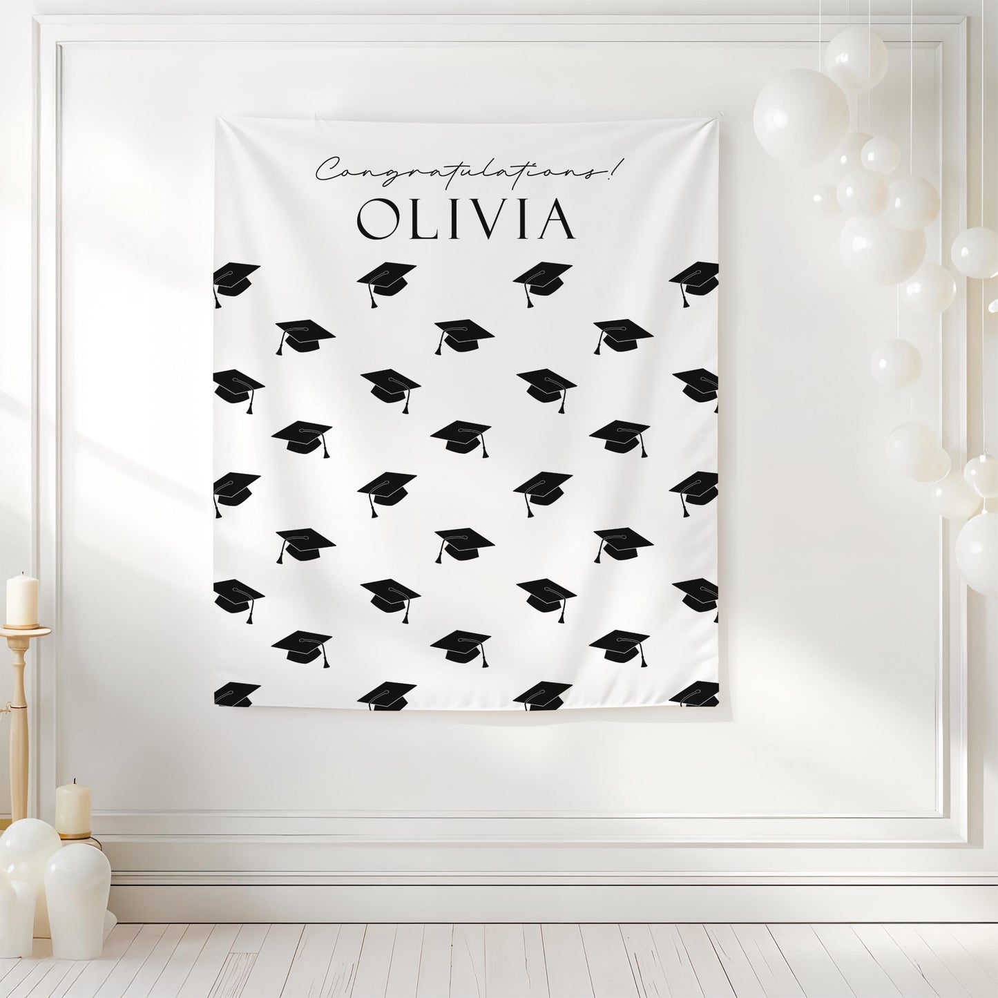 Personalized Graduation Backdrop | Class of 2026 Photo Booth Banner, Any Color