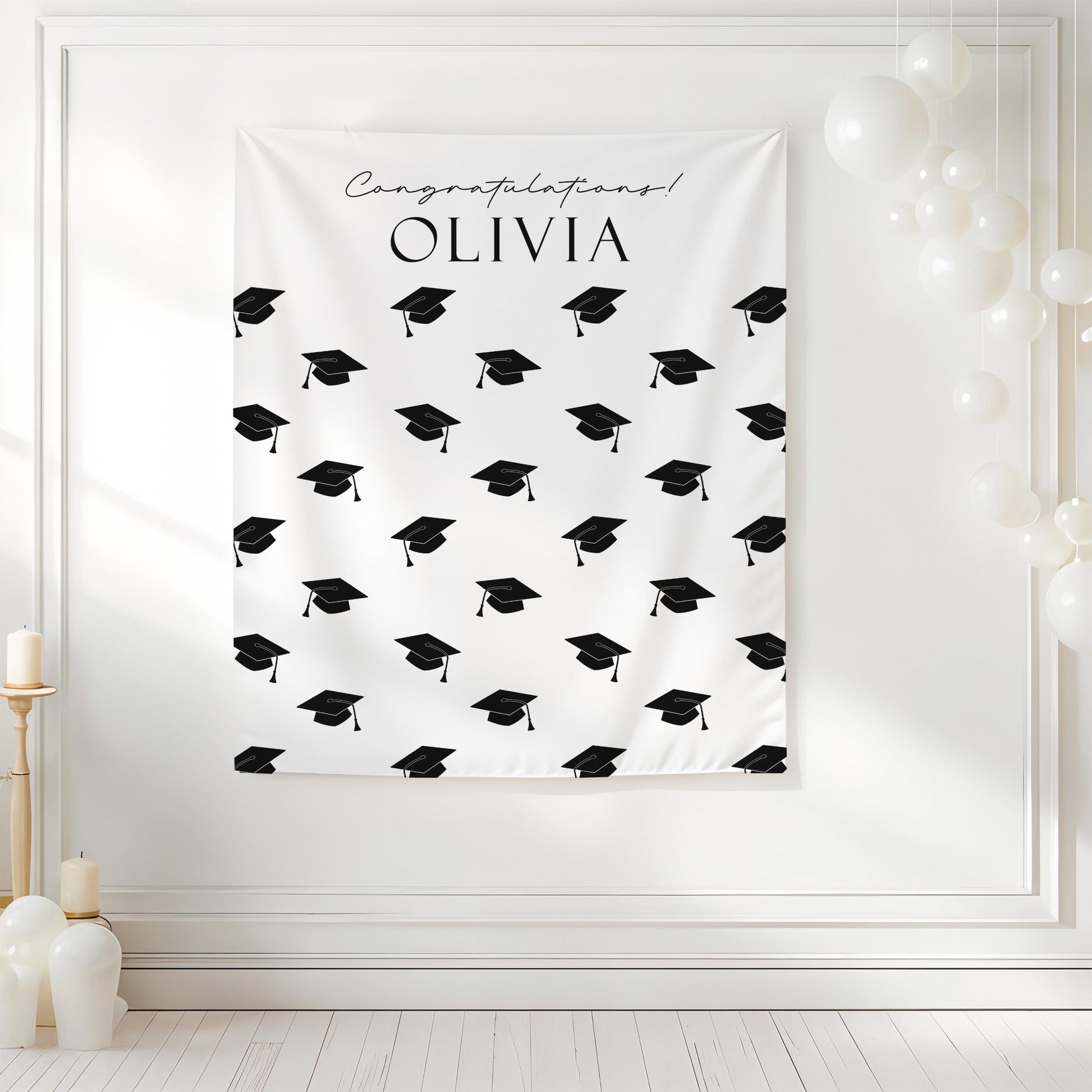 Personalized Graduation Backdrop | Class of 2026 Photo Booth Banner, Any Color