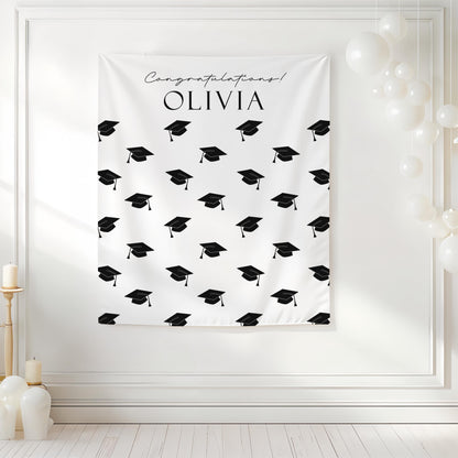 Personalized Graduation Backdrop | Class of 2026 Photo Booth Banner, Any Color