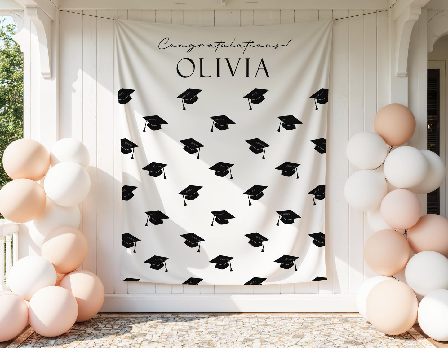 Personalized Graduation Backdrop | Class of 2026 Photo Booth Banner, Any Color