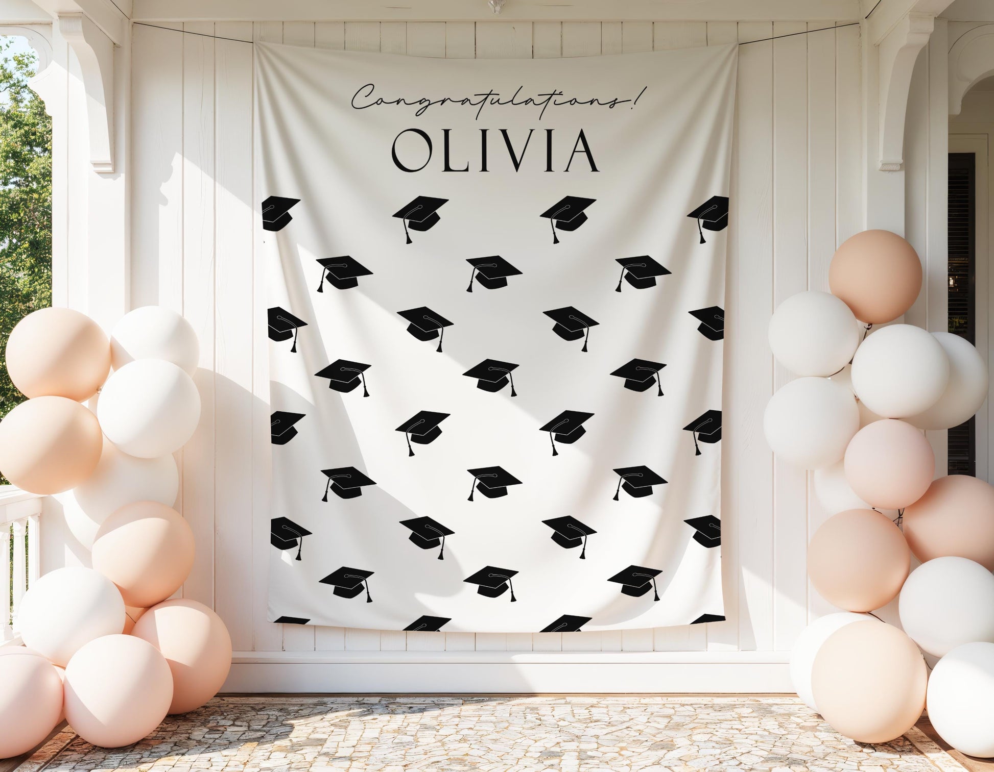 Personalized Graduation Backdrop | Class of 2026 Photo Booth Banner, Any Color