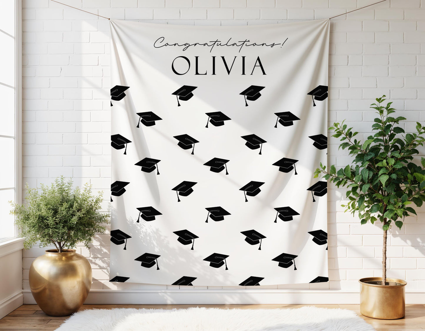 Personalized Graduation Backdrop | Class of 2026 Photo Booth Banner, Any Color
