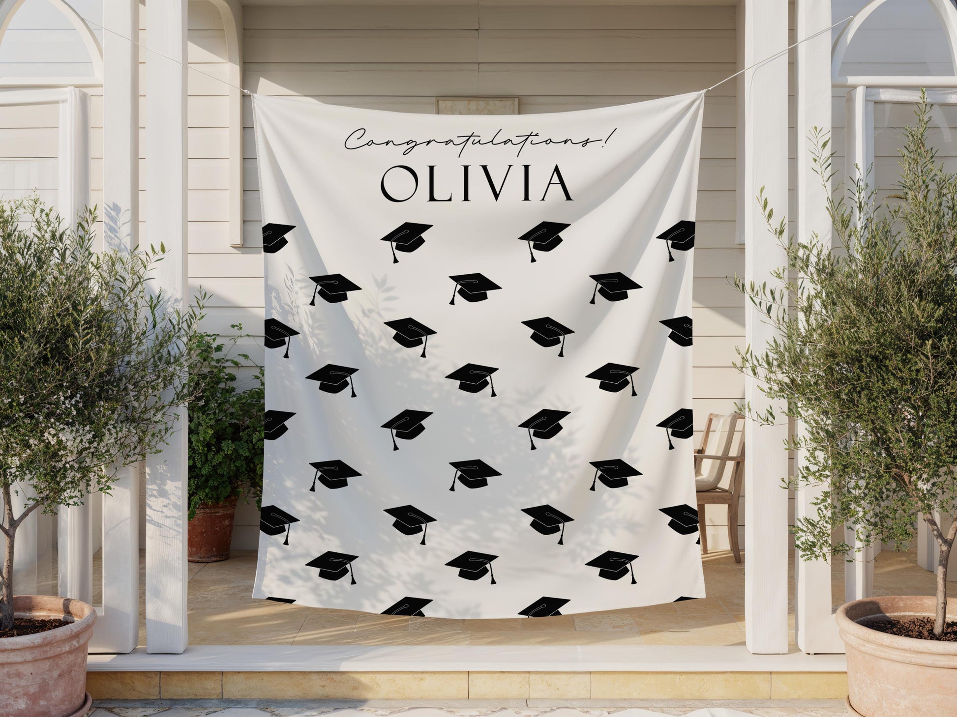 Personalized Graduation Backdrop | Class of 2026 Photo Booth Banner, Any Color