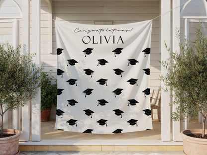 Personalized Graduation Backdrop | Class of 2026 Photo Booth Banner, Any Color