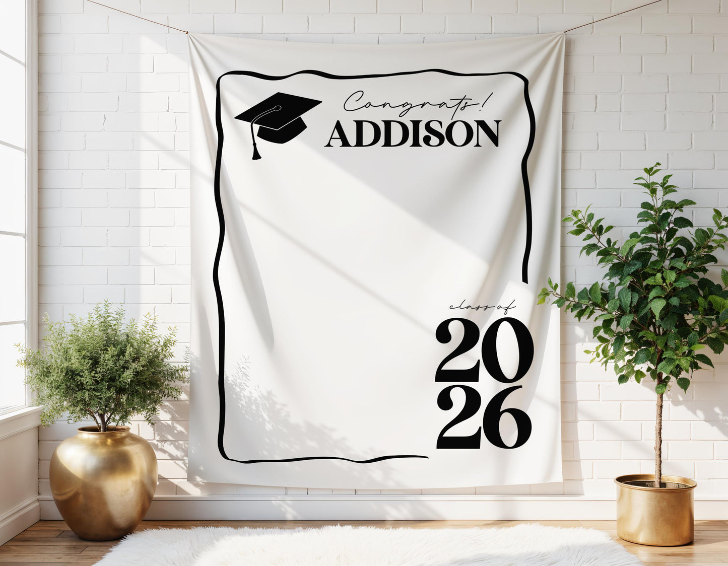 Personalized Graduation Backdrop | Class of 2026 Photo Booth Banner, Any Color