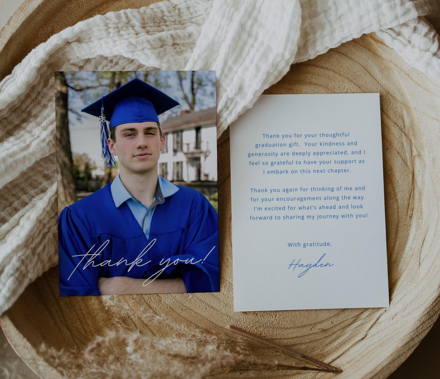 Graduation Thank You Card with Photo | Pink Thank You Note | Personalized Senior Girl Thank You Card | Editable Canva Template | ANY COLOR