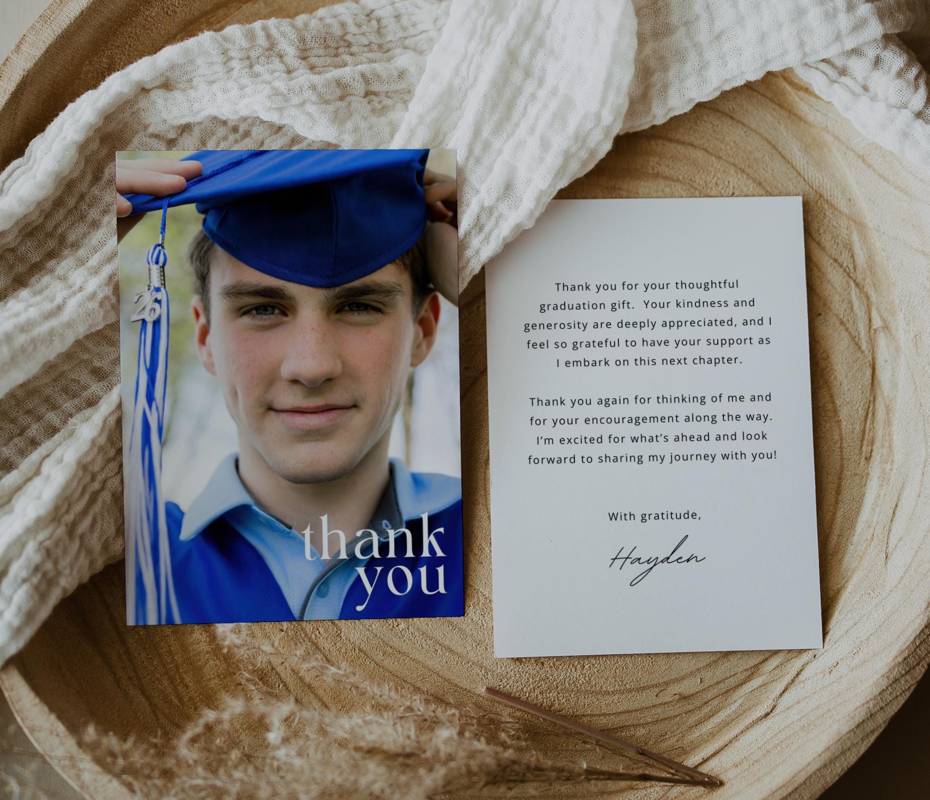 Editable Graduation Thank You Card with Photo | Modern Thank You Note | Personalized Senior Thank You Card | Canva Template | ANY COLOR