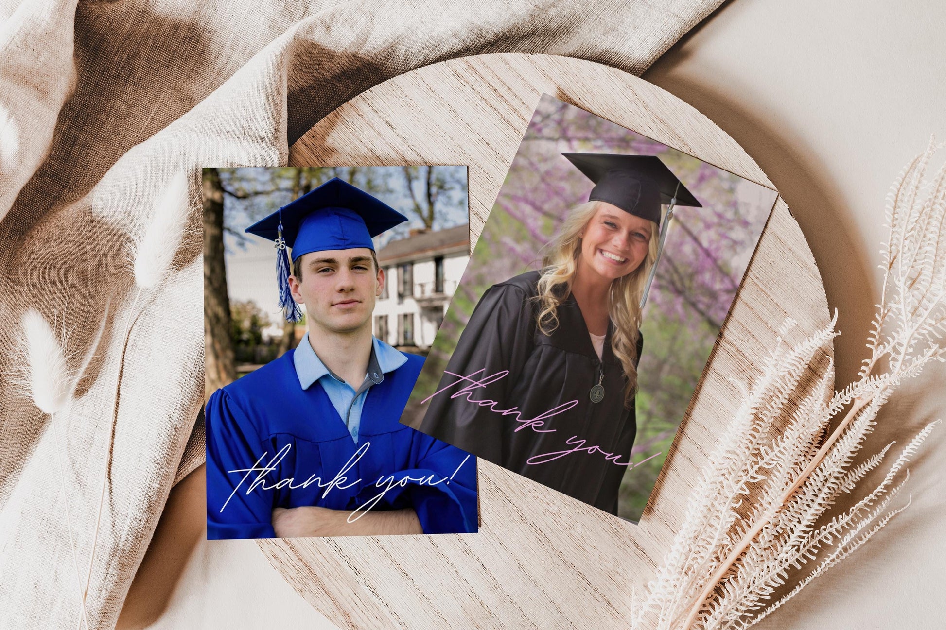 Graduation Thank You Card with Photo | Pink Thank You Note | Personalized Senior Girl Thank You Card | Editable Canva Template | ANY COLOR