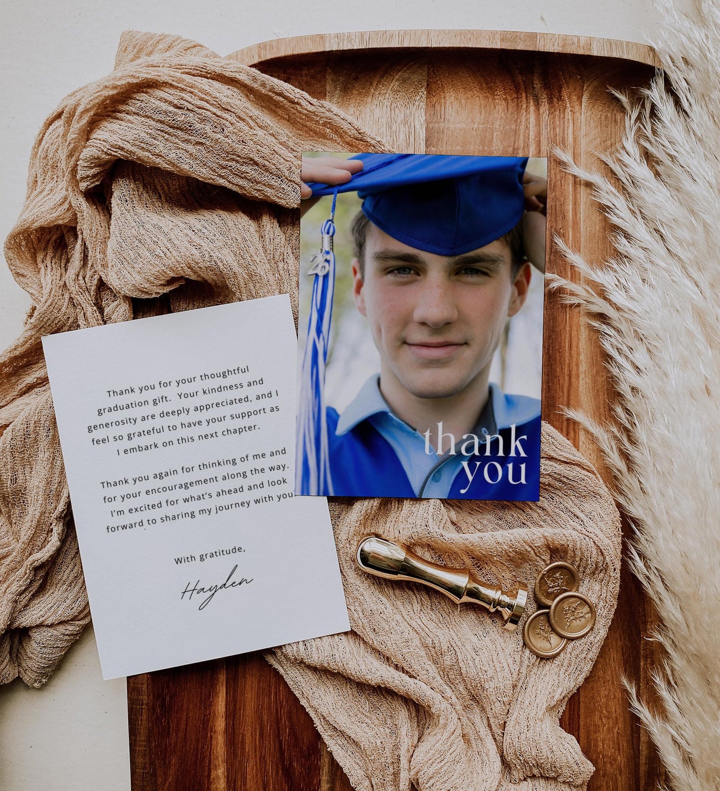 Editable Graduation Thank You Card with Photo | Modern Thank You Note | Personalized Senior Thank You Card | Canva Template | ANY COLOR