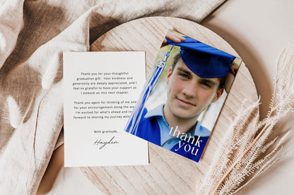 Editable Graduation Thank You Card with Photo | Modern Thank You Note | Personalized Senior Thank You Card | Canva Template | ANY COLOR