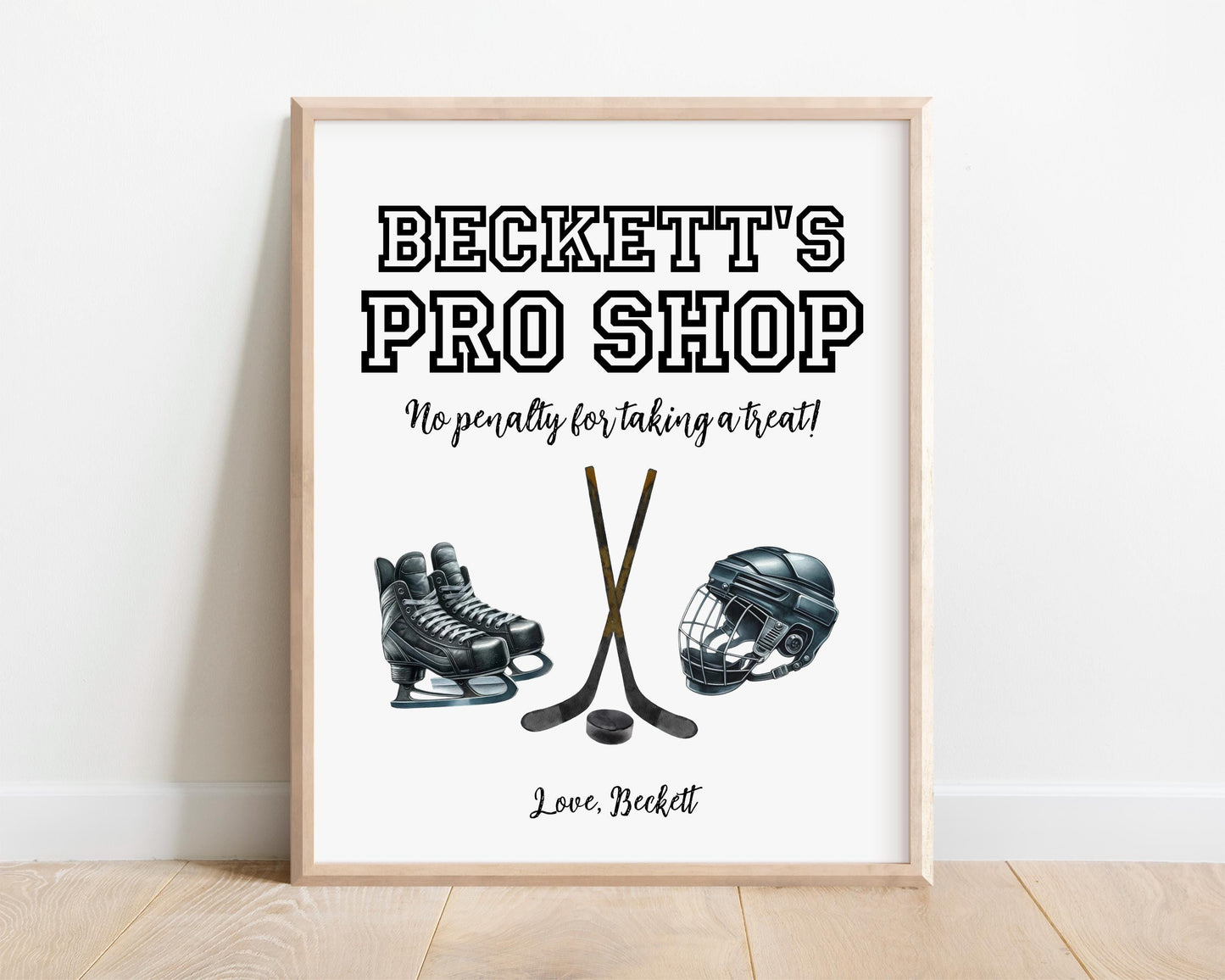 Hockey Party Favor Sign | Editable Pro Shop Template for Birthday Party