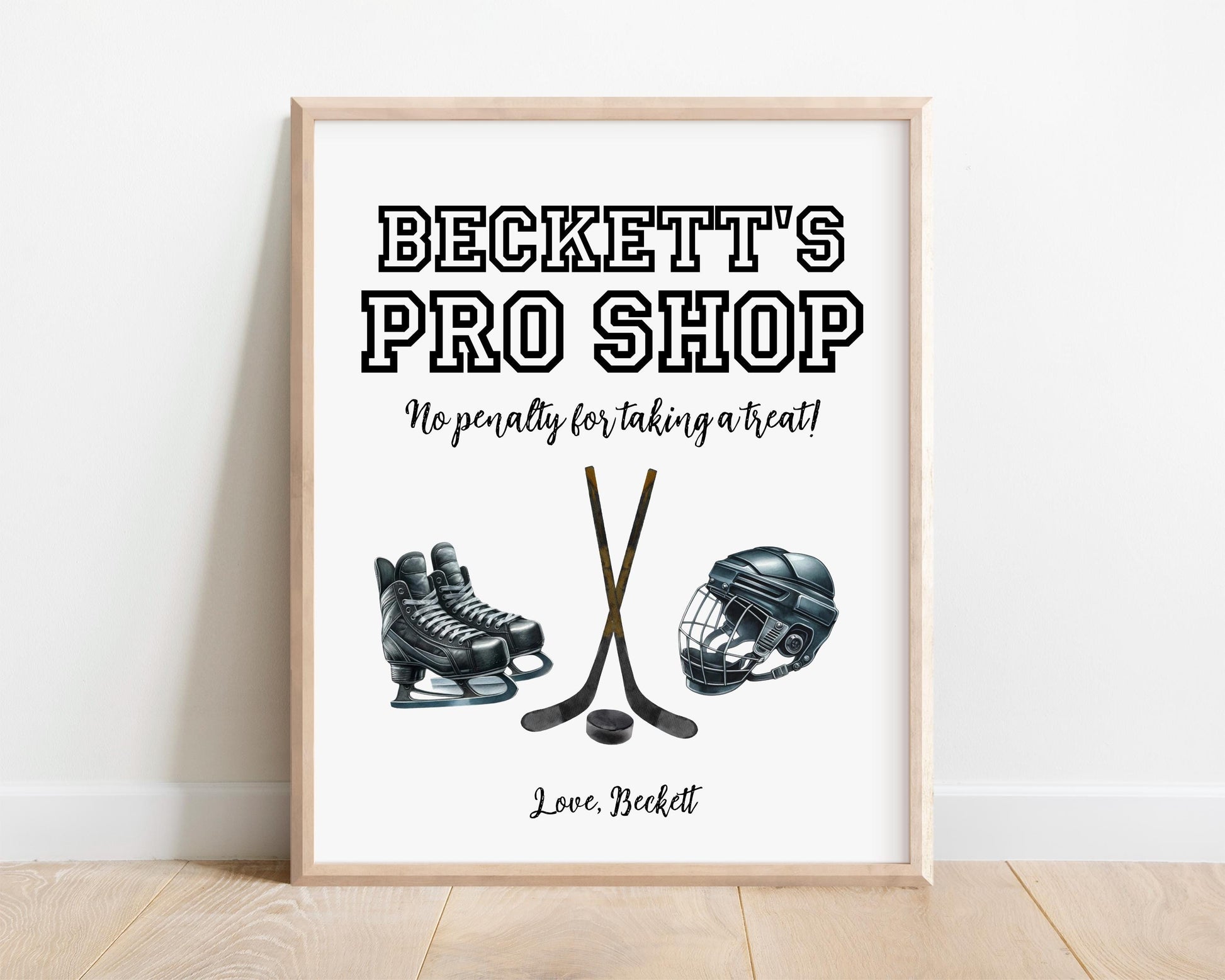 Hockey Party Favor Sign | Editable Pro Shop Template for Birthday Party