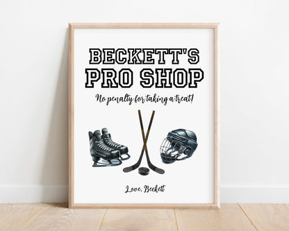 Hockey Party Favor Sign | Editable Pro Shop Template for Birthday Party