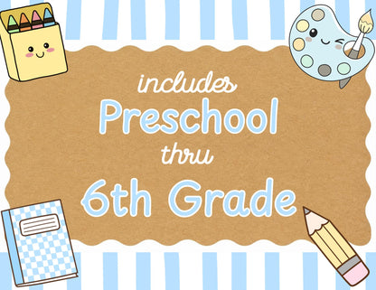First Day of School Sign, Blue Stripes, Kraft Background, Photo Prop (Digital Download)