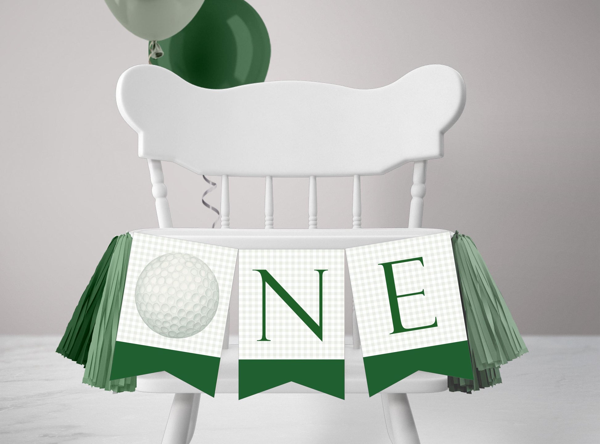 Golf High Chair Banner - 1st Birthday Party Decoration - Mastered First Year - ONE Printable Bunting - INSTANT DOWNLOAD