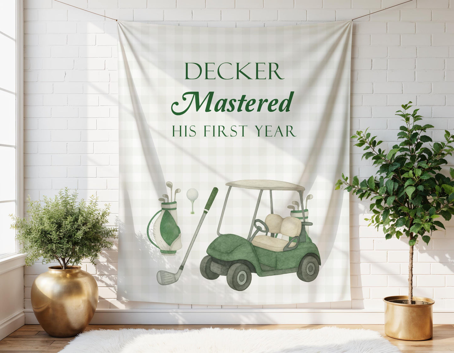 Golf First Birthday Backdrop, Mastered His First Year Birthday Banner, Par Tee Birthday Decor, Green Golf Party Backdrop