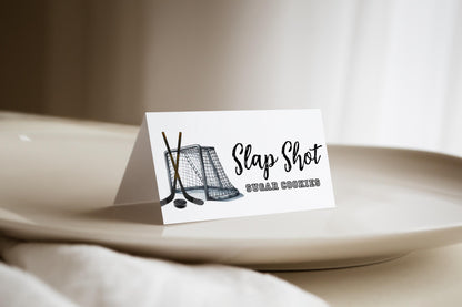 Hockey Food Tent Cards, The Great One First Birthday Party Decor, Hockey Place Card, Custom Buffet Label, Editable Template