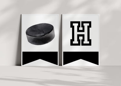 Hockey Birthday Banner - Editable Template, The Great One First Birthday Decoration - Printable Bunting INSTANT DOWNLOAD
