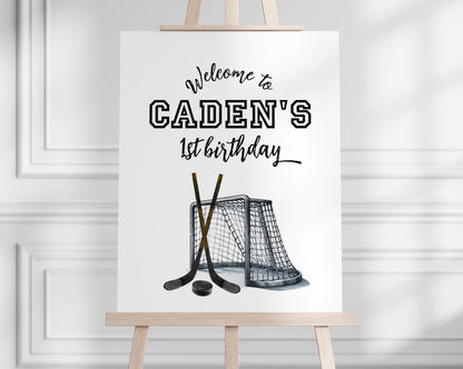 Hockey Birthday Banner - Editable Template, The Great One First Birthday Decoration - Printable Bunting INSTANT DOWNLOAD