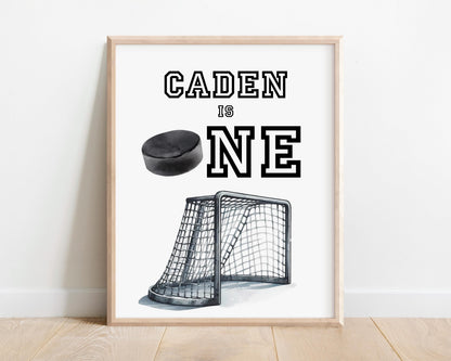 Hockey Birthday Banner - Editable Template, The Great One First Birthday Decoration - Printable Bunting INSTANT DOWNLOAD