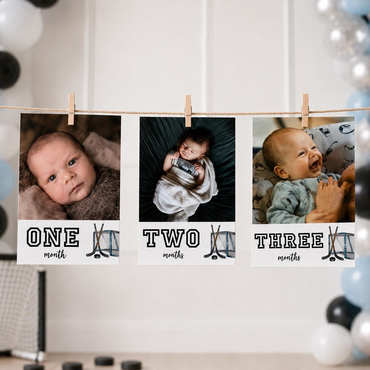 Hockey First Birthday Bundle, The Great One Party Decorations, Editable Invitation, Signs, Banners & Milestone Poster