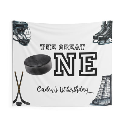 Hockey 1st Birthday Backdrop, Personalized The Great One Sign, Ice Hockey Party Banner