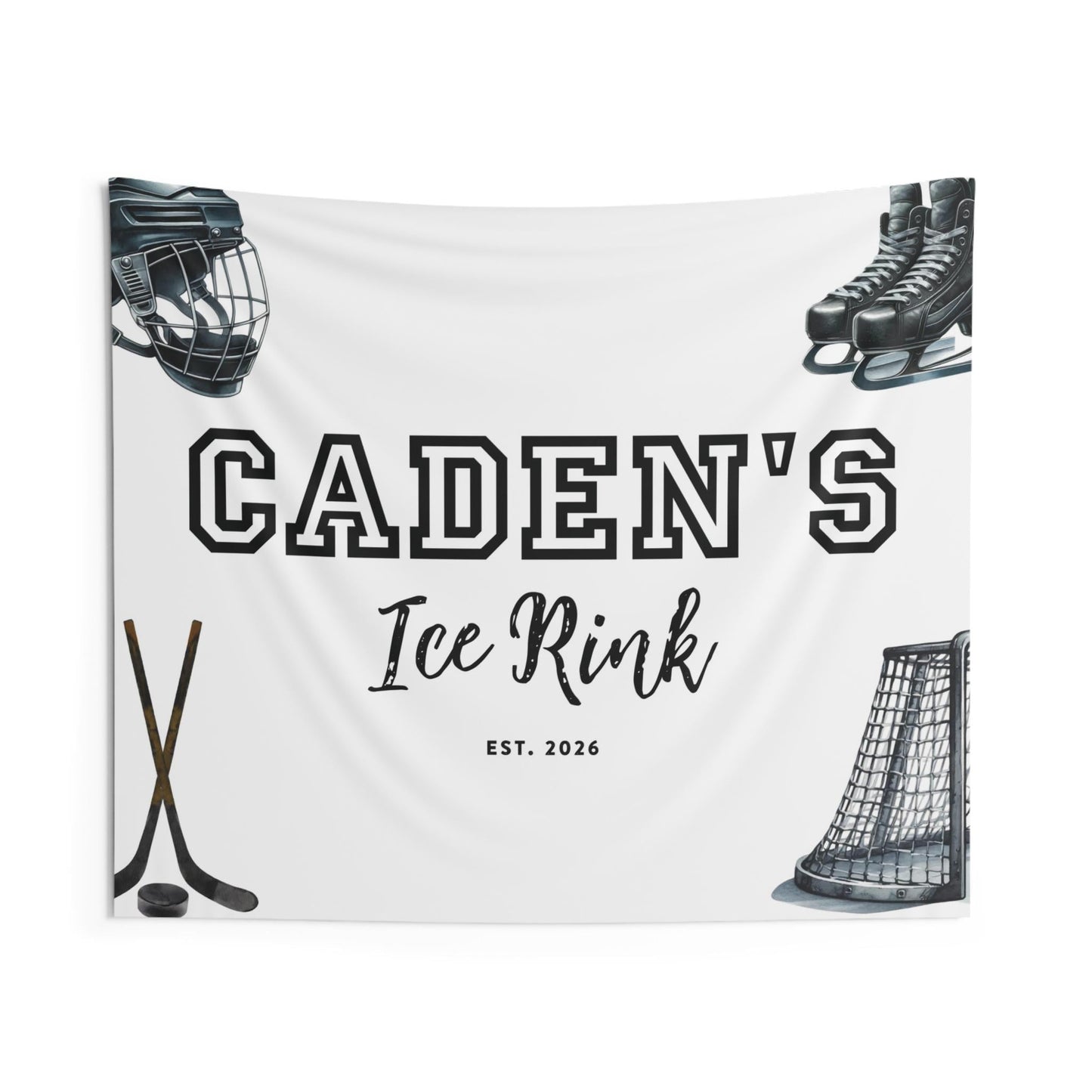 Personalized Hockey Birthday Backdrop, Custom Ice Rink Party Banner, Boys Hockey Bedroom Wall Decor, First Birthday Photo Backdrop
