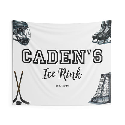 Personalized Hockey Birthday Backdrop, Custom Ice Rink Party Banner, Boys Hockey Bedroom Wall Decor, First Birthday Photo Backdrop