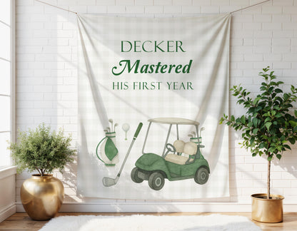 Golf High Chair Banner - 1st Birthday Party Decoration - Mastered First Year - ONE Printable Bunting - INSTANT DOWNLOAD