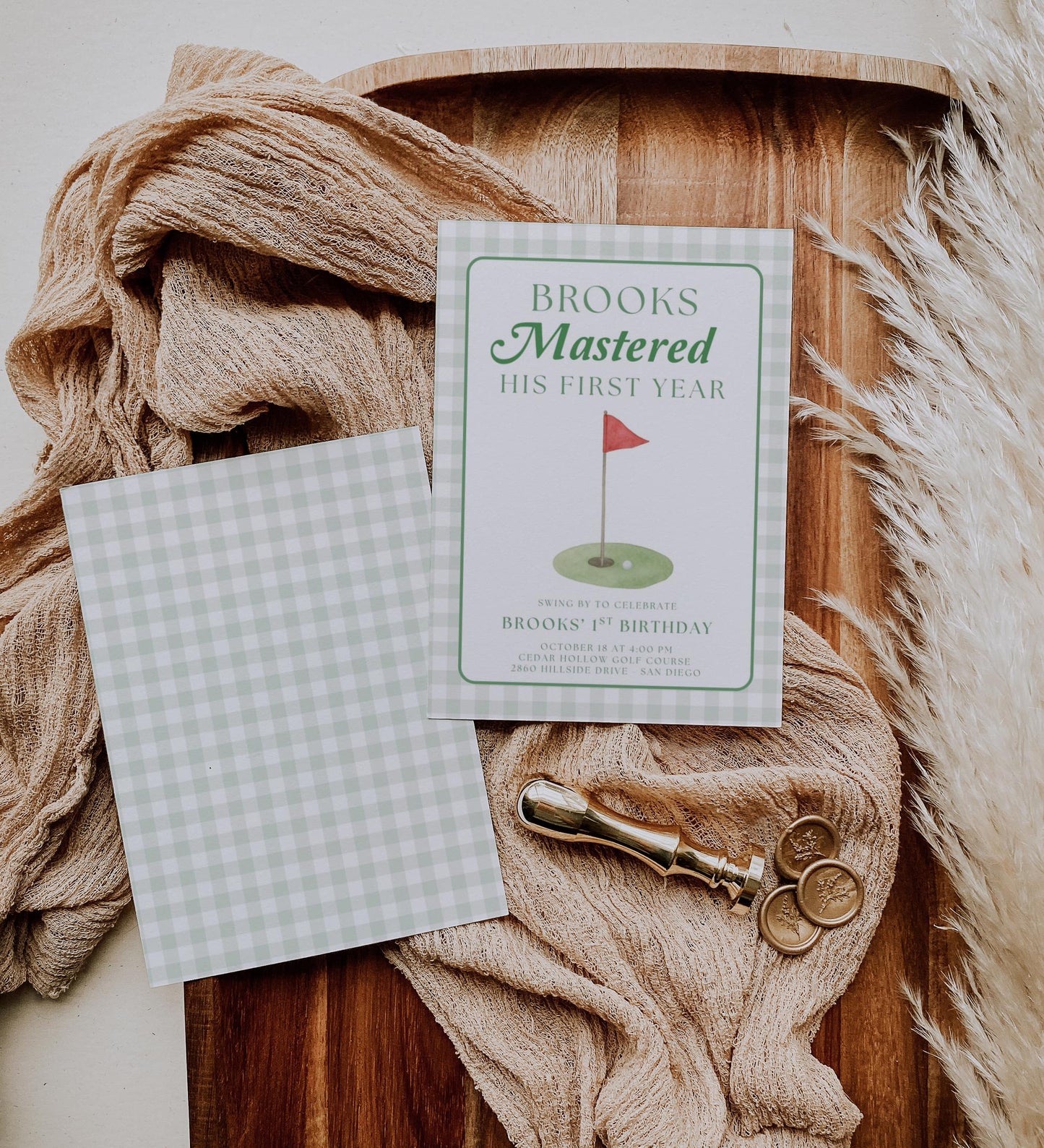 Golf First Birthday Invitation, Mastered His First Year Invite, Editable Canva Template, Boys 1st Birthday Golf Party Invitation