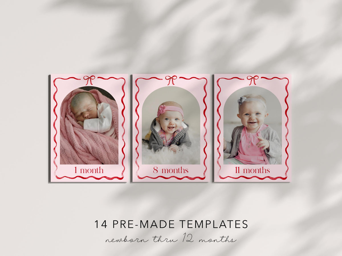 Editable Girls Just Wanna Be ONE Photo Banner, 12 Month Pink Bow First Birthday Decor