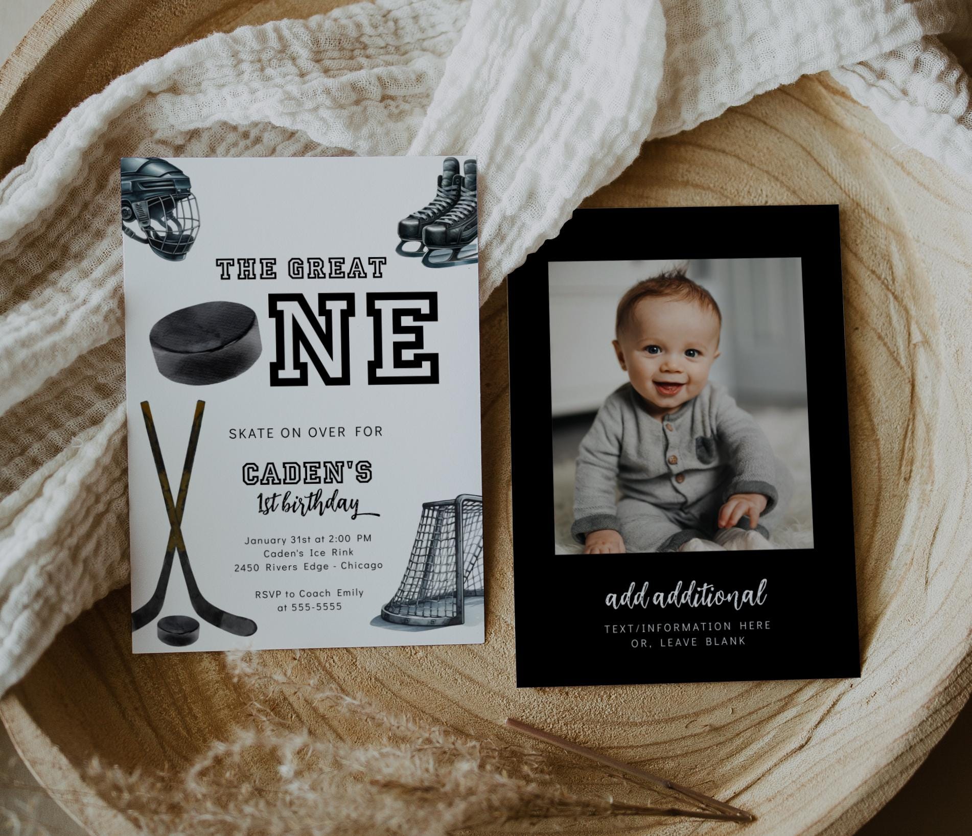 Hockey First Birthday Photo Banner, Monthly Milestone Banner, Newborn to 12 Months, First Year Down Birthday Decorations