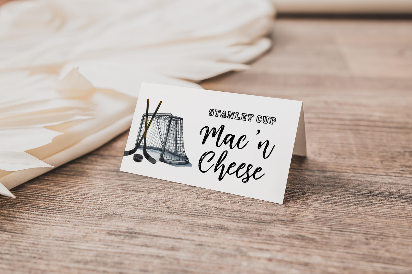 Hockey Food Tent Cards, The Great One First Birthday Party Decor, Hockey Place Card, Custom Buffet Label, Editable Template