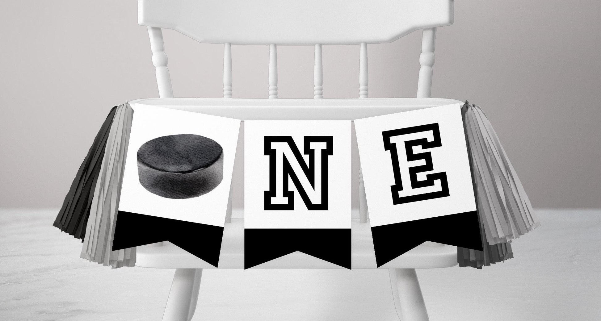 Hockey Birthday Banner - Editable Template, The Great One First Birthday Decoration - Printable Bunting INSTANT DOWNLOAD