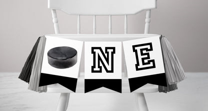 Hockey Birthday Banner - Editable Template, The Great One First Birthday Decoration - Printable Bunting INSTANT DOWNLOAD