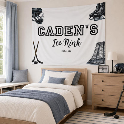 The Great ONE Hockey Backdrop, 1st Birthday Party Banner, Large Personalized Fabric Sign Decor