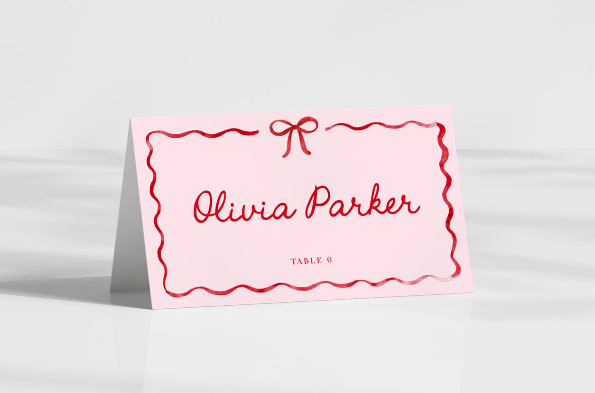 Girls Just Wanna Be One Food Tents and Place Cards, Pink and Red Bow Editable Labels, First Birthday Table Decor