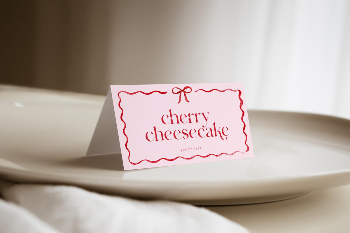 Girls Just Wanna Be One Food Tents and Place Cards, Pink and Red Bow Editable Labels, First Birthday Table Decor