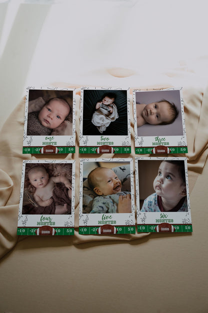 Football First Birthday Photo Banner, First Year Down Monthly Picture Banner, Newborn to 12 Months, Printable 5x7 Birthday Decorations