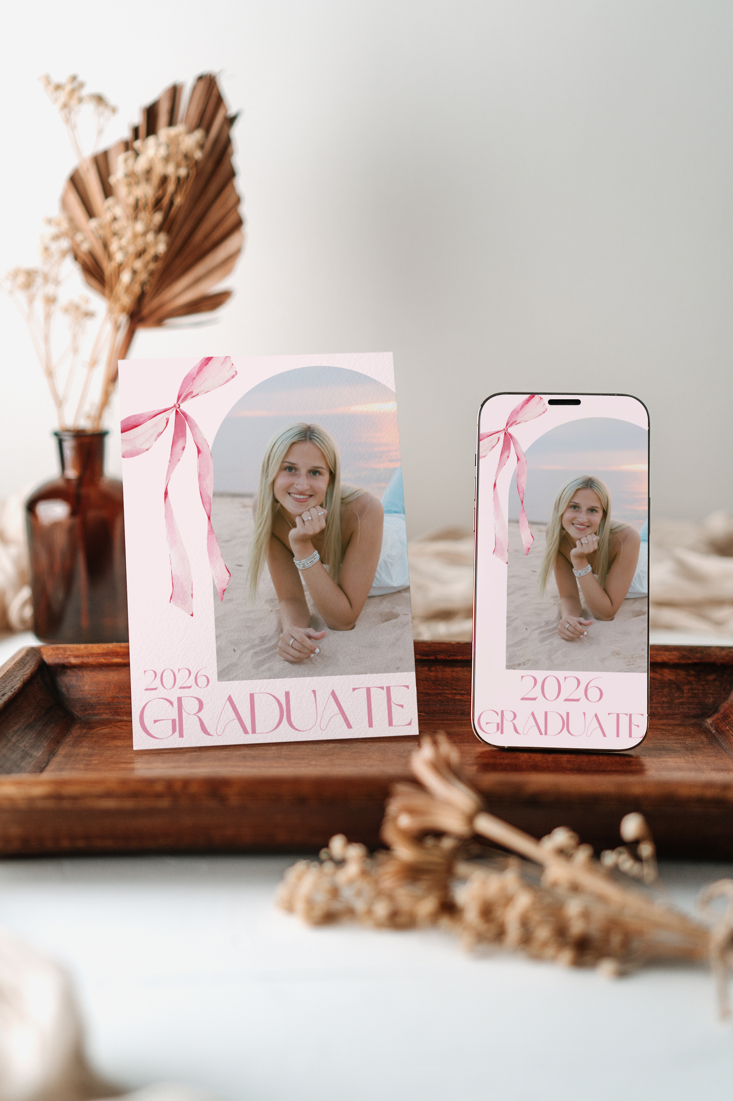 Pink Coquette Bow Graduation Invitation, Class of 2026