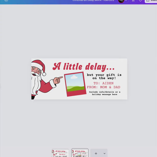Christmas Gift Delay Certificate, Editable Canva Template, Printable Late Gift Note Photo, Instant Download, Coupon, Holiday Gift Voucher