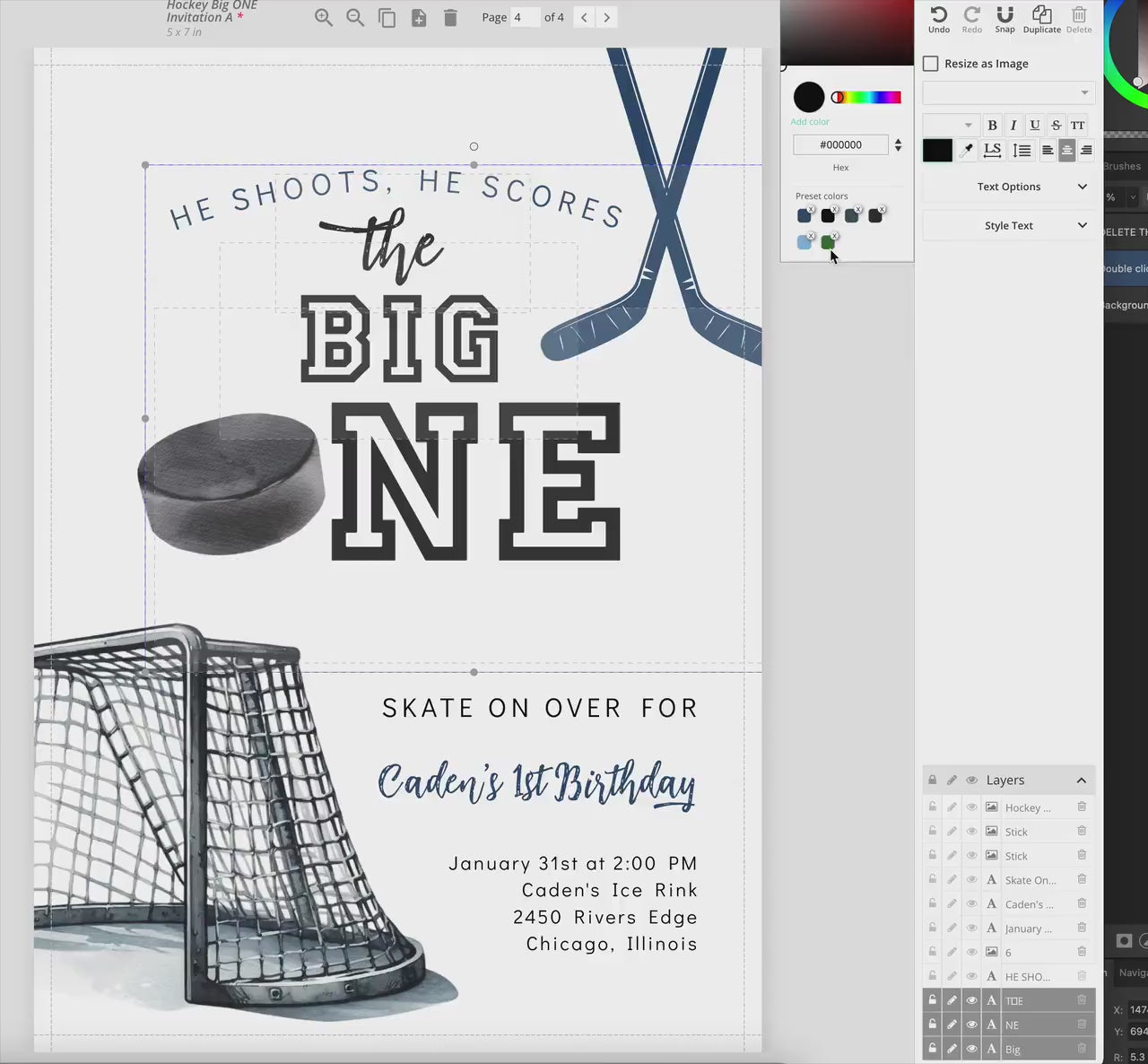 Hockey Birthday Invitation | Our Little MVP Party Invite for Any Age | He Shoots He Scores | Editable Printable